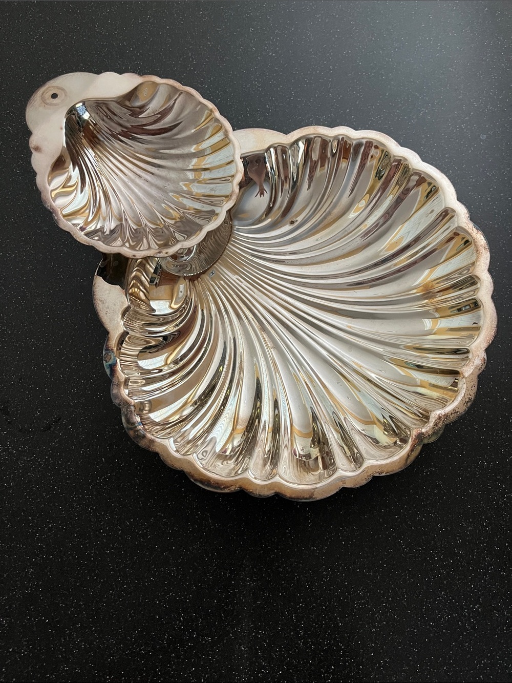 Silver plated Scallop Shell Chip and Dip Set